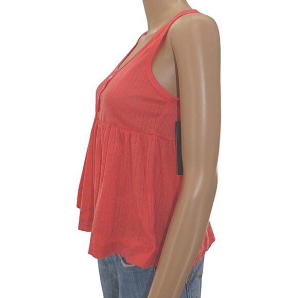 NWT Vibrant Coral Peplum Tank Top Willow Size S & M Softgirl Boho Festival Flowy - Picture 5 of 10